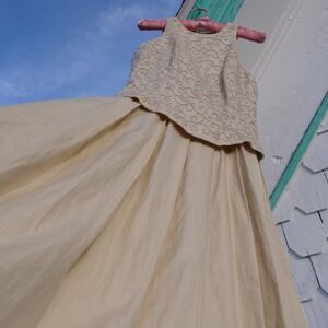 90s/y2k Marie St. Claire medieval‎ vibes linen colored midi party dress